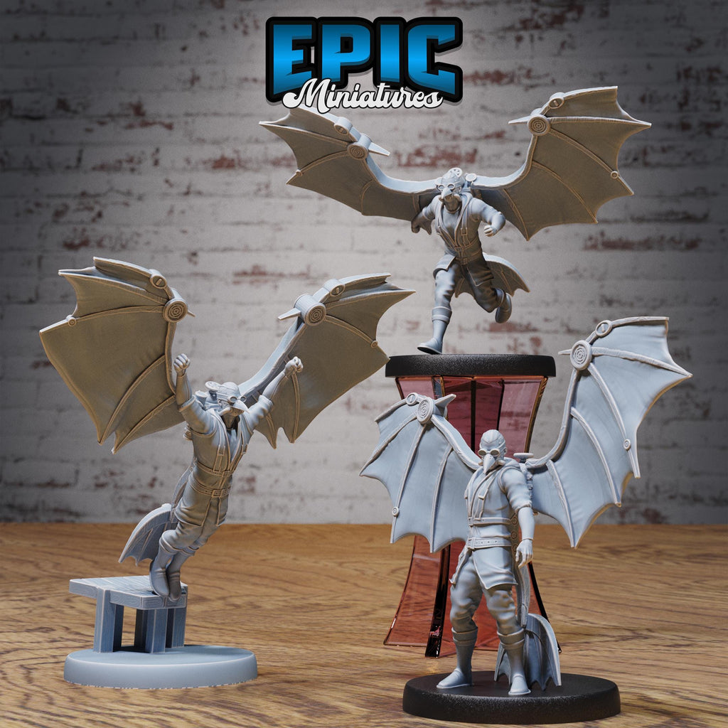 Winged Glider Pilot Levi Set of 3 DND miniatures group photo Steam Inventions