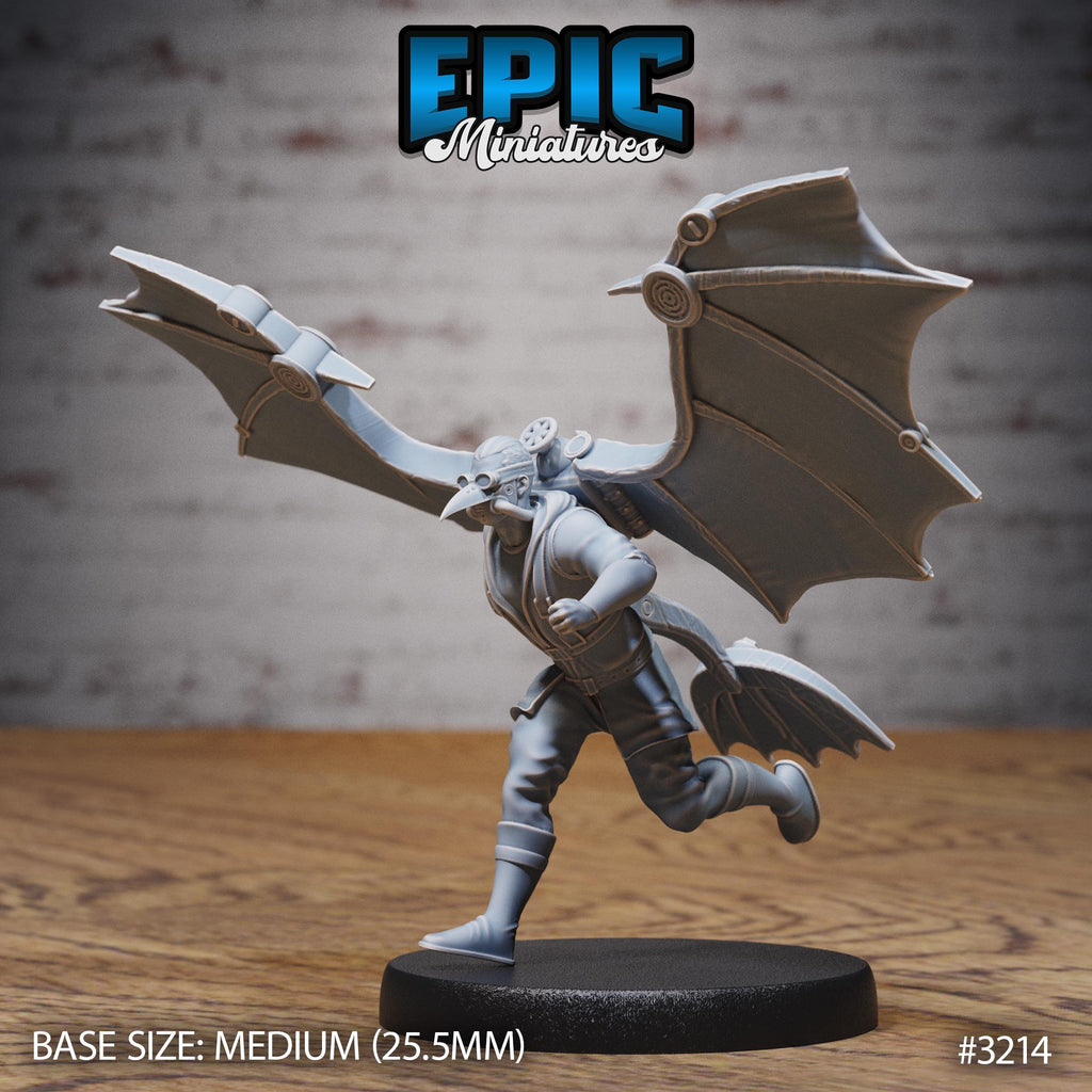 Winged Glider Pilot Levi Option #3214 front DND miniature Steam Inventions 16k resin