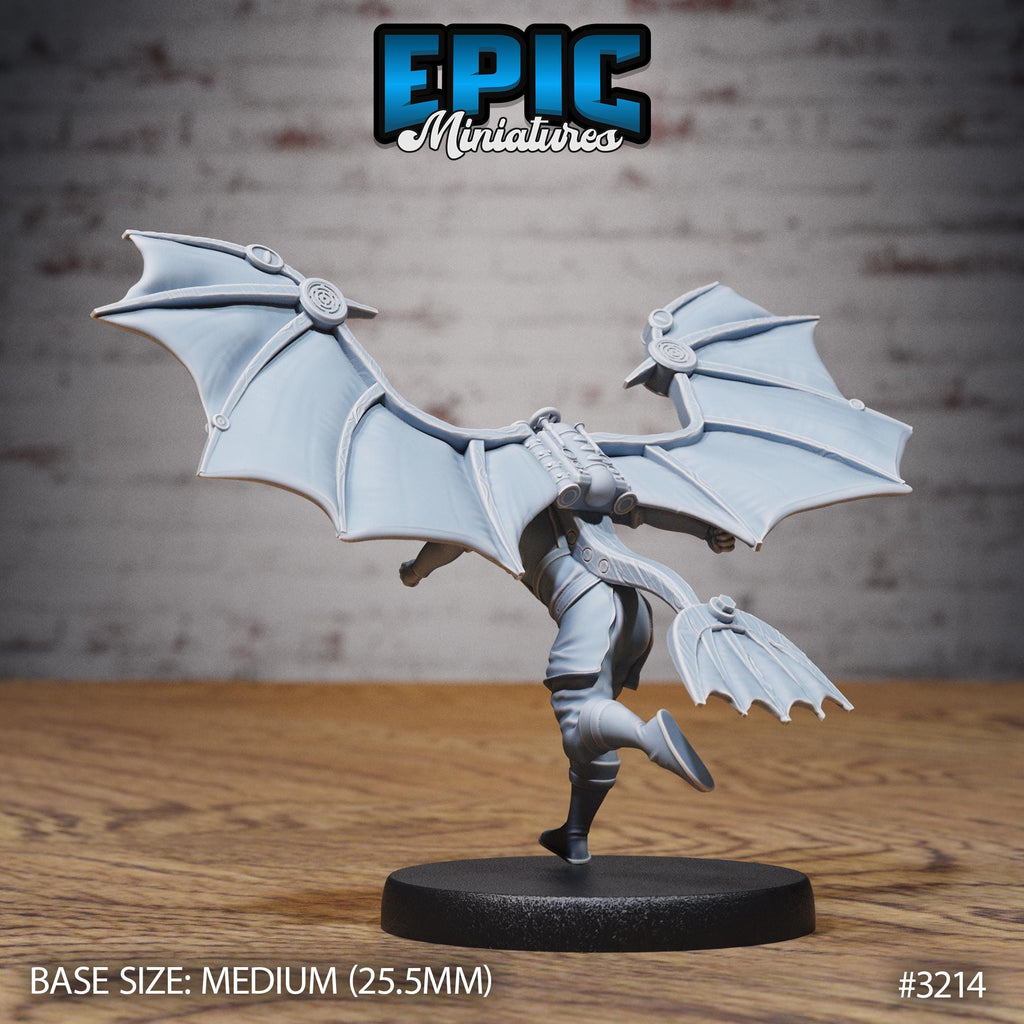 Winged Glider Pilot Levi Option #3214 back DND miniature Steam Inventions 16k resin