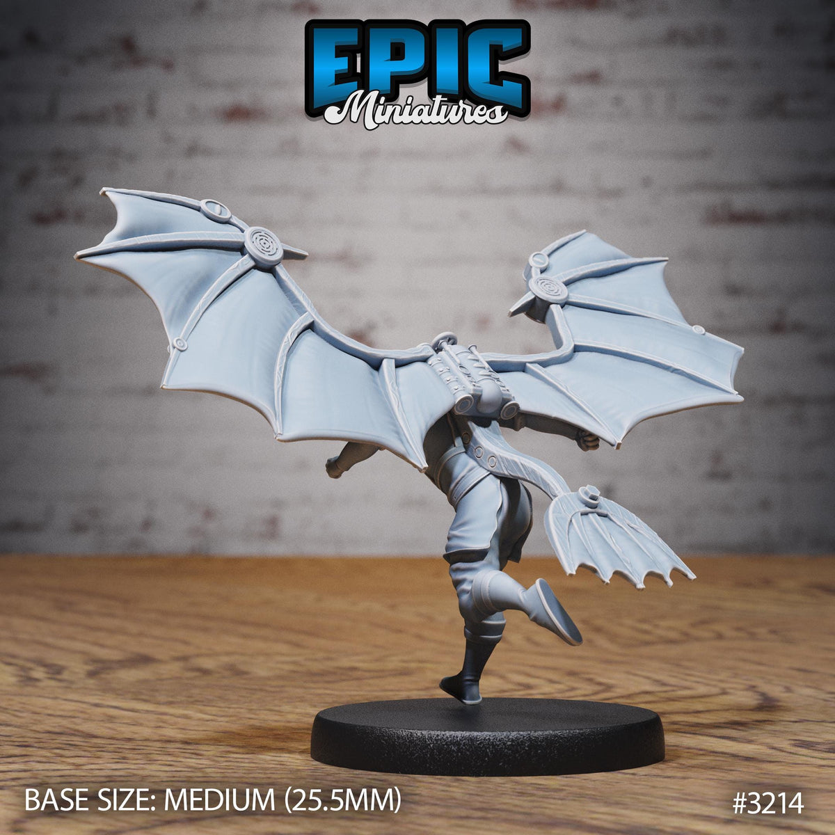 Winged Glider Pilot Levi Option #3214 back DND miniature Steam Inventions 16k resin