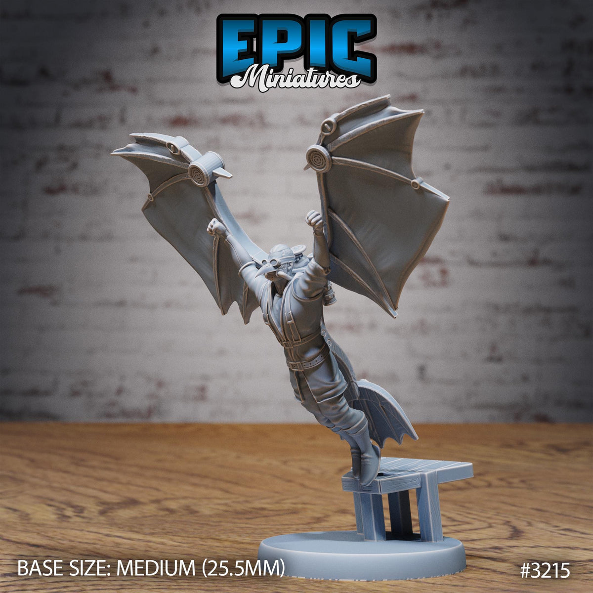 Winged Glider Pilot Levi Option #3215 front DND miniature Steam Inventions 16k resin