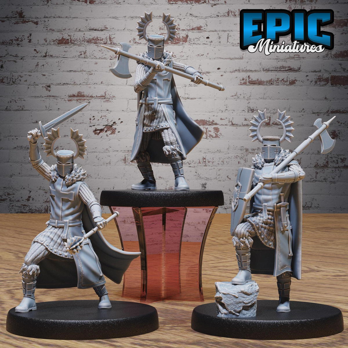 Templar Knight Set of 3 DND miniatures group photo Knights Honor