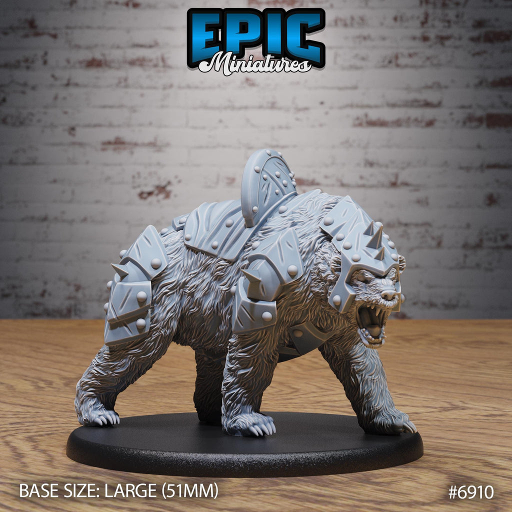 Armored Bear Option #6910 front DND miniature Knights Honor 16k resin