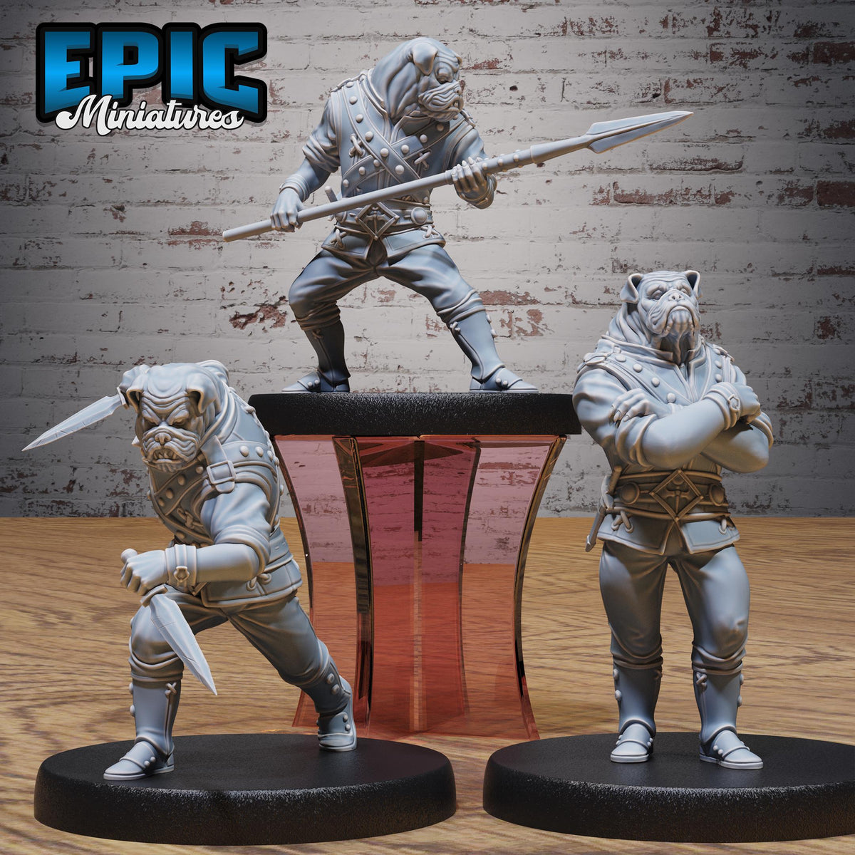 Dog Folk Noble Set of 3 DND miniatures group photo Knights Honor
