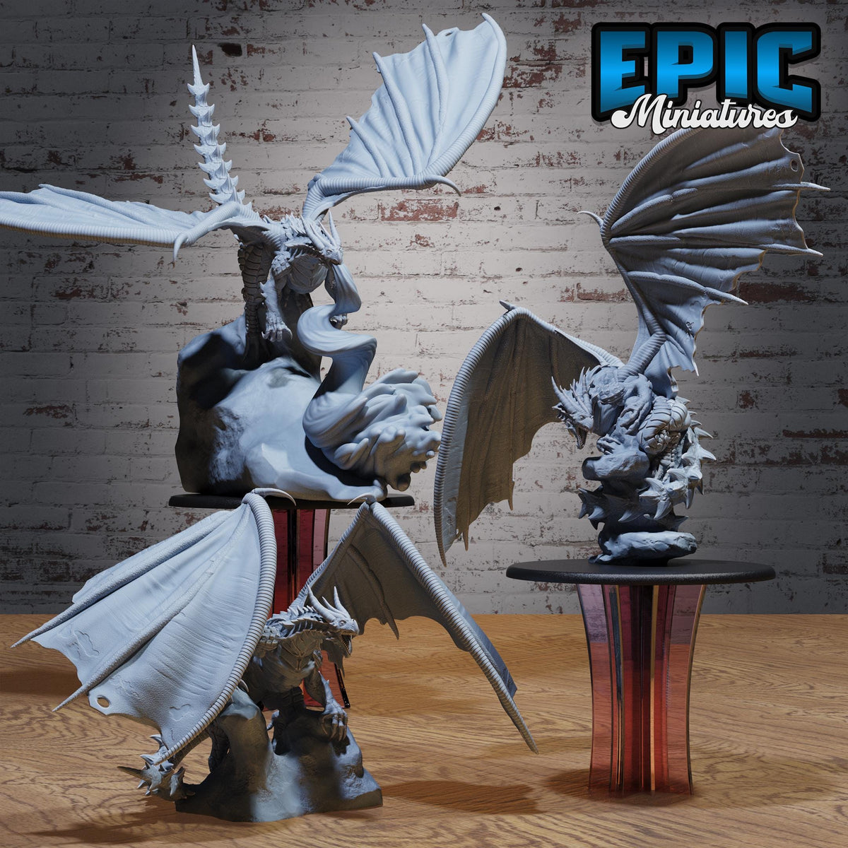 Castle Dragon Set of 3 DND miniatures group photo Knights Honor