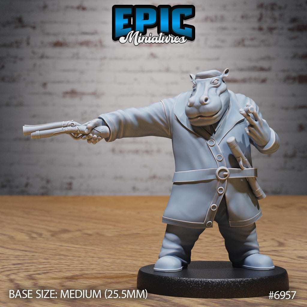 Hippo Pirate Option #6957 front DND miniature Astral Wars 16k resin