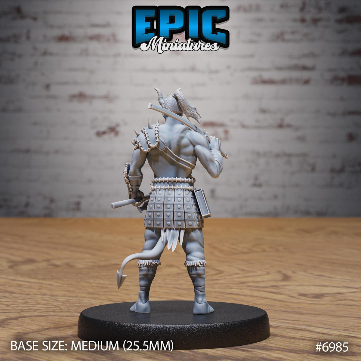 Tiefling Barbarian Option #6985 back DND miniature Infernal Heritage 16k resin