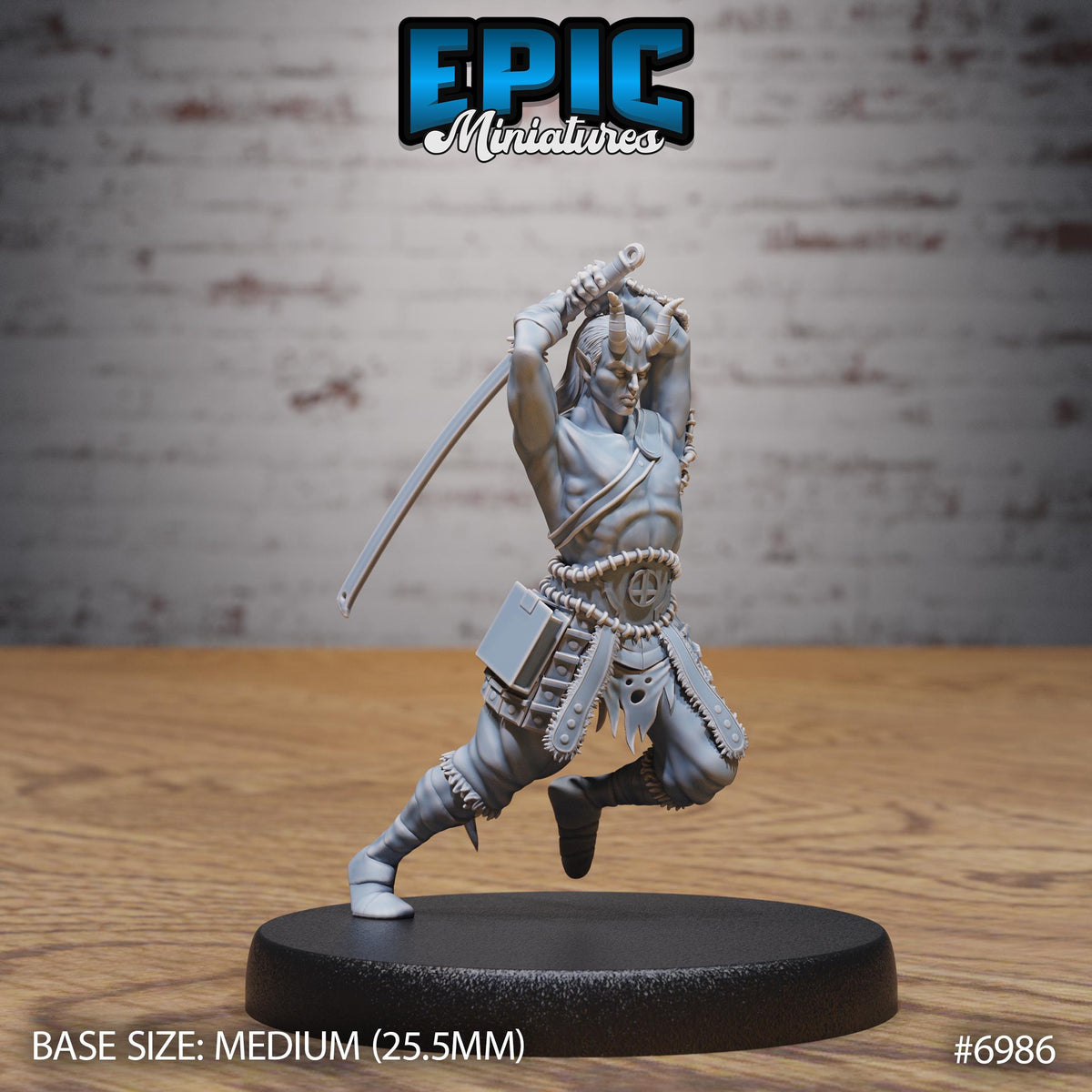 Tiefling Barbarian Option #6986 front DND miniature Infernal Heritage 16k resin