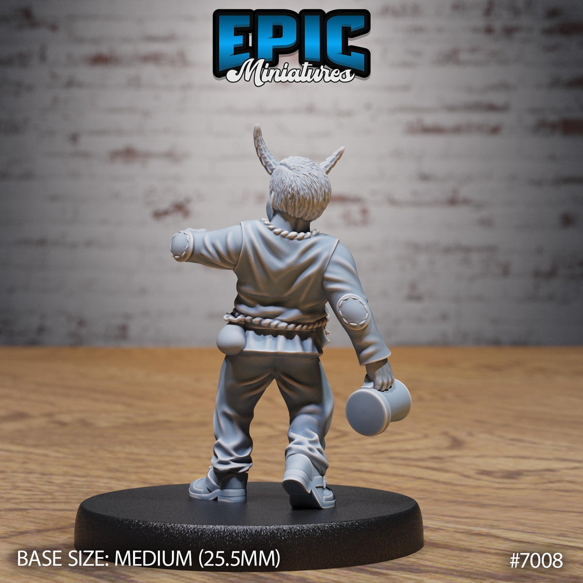 Tiefling Villager Option #7008 back DND miniature Infernal Heritage 16k resin