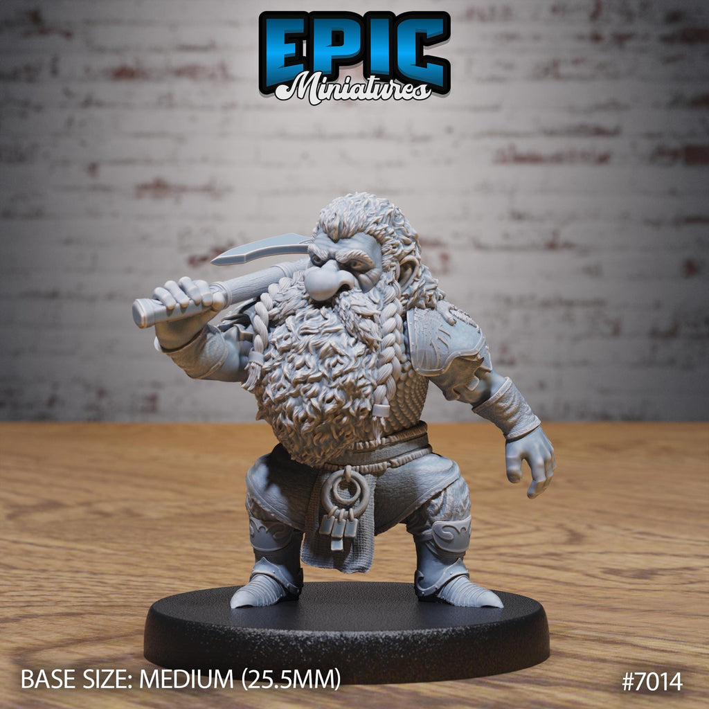 Bearded Dwarf Adventurer Option #7014 front DND miniature Giants & Dwarfs 16k resin