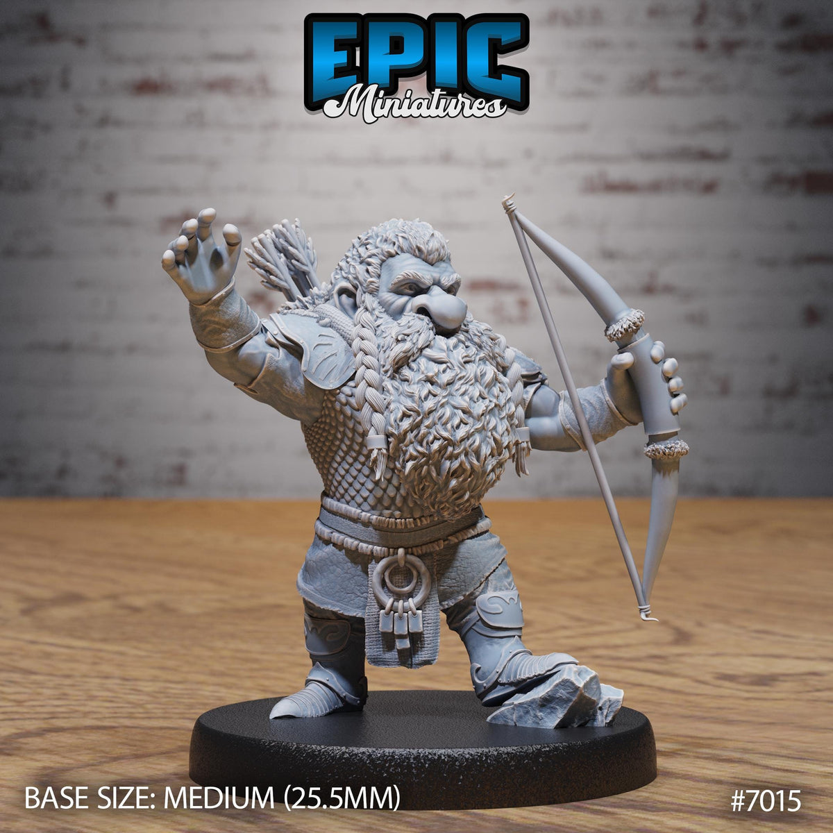 Bearded Dwarf Adventurer Option #7015 front DND miniature Giants & Dwarfs 16k resin