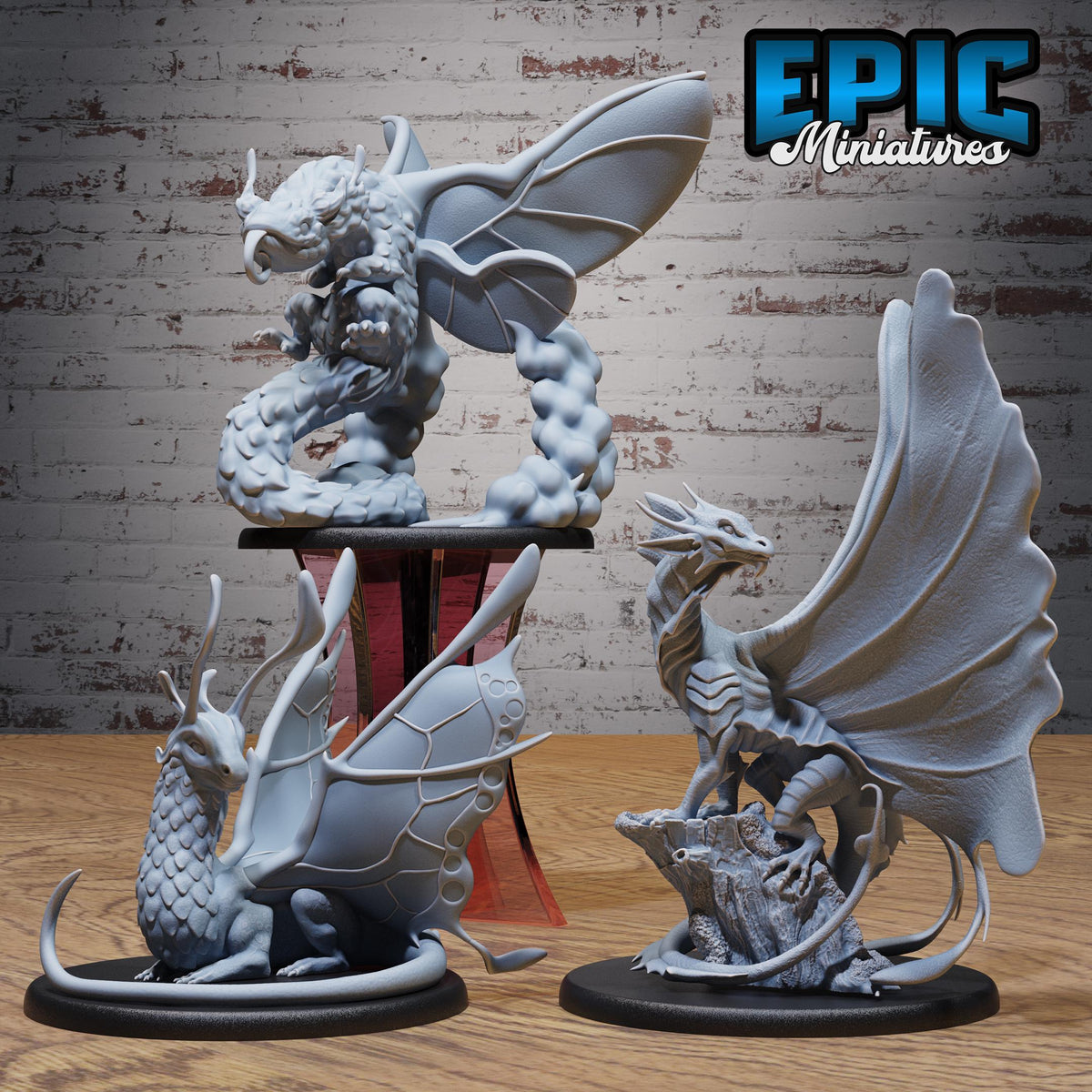 Fairy Dragon Set of 3 DND miniatures group photo Natural Magic