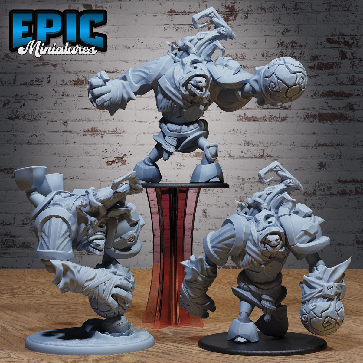 Arcane Stone Golem Set of 3 DND miniatures group photo Natural Magic