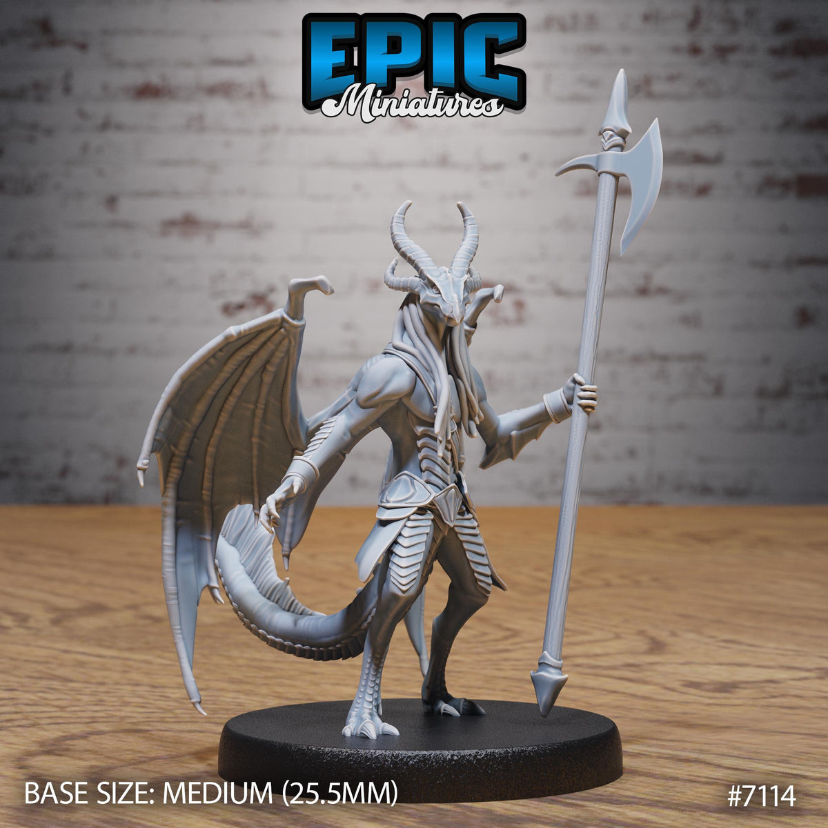 Draconic Demon Emerald Option #7114 front DND miniature Natural Magic 16k resin