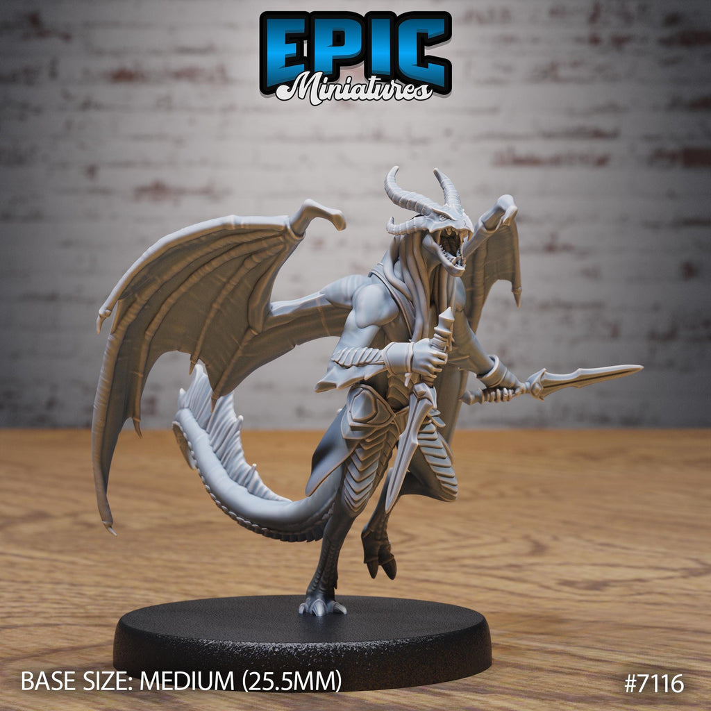 Draconic Demon Emerald Option #7116 front DND miniature Natural Magic 16k resin
