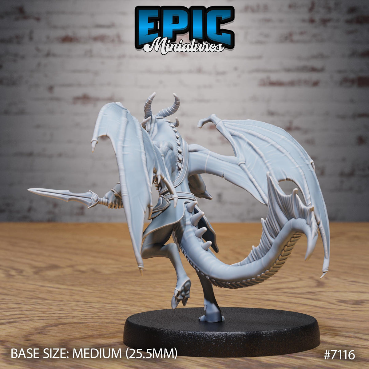 Draconic Demon Emerald Option #7116 back DND miniature Natural Magic 16k resin
