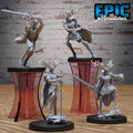 Green Knight Guardian Set of 4 DND miniatures group photo Natural Magic