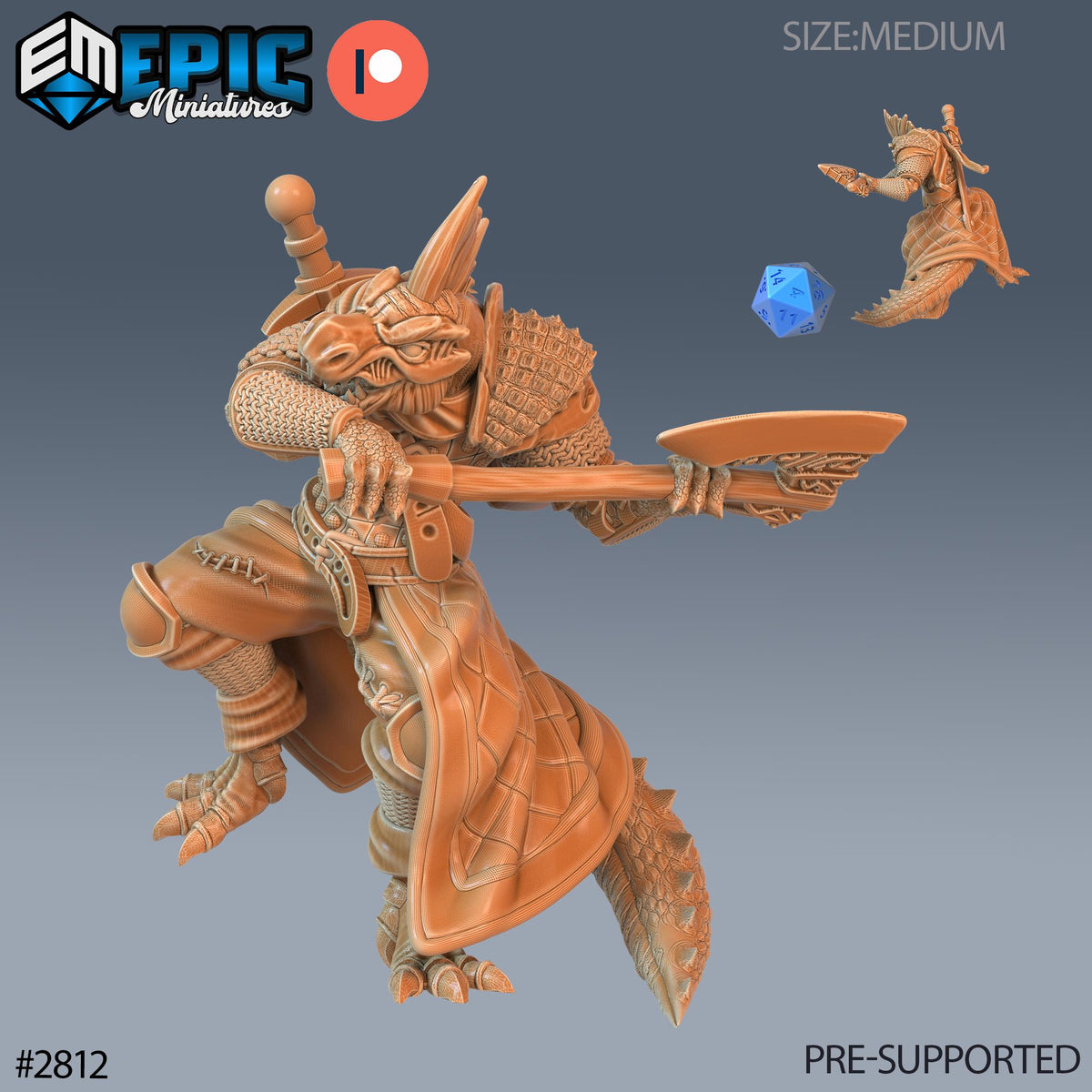 Lizardman Tribe Option #2812 front DND miniature Reptiles of War 16k resin