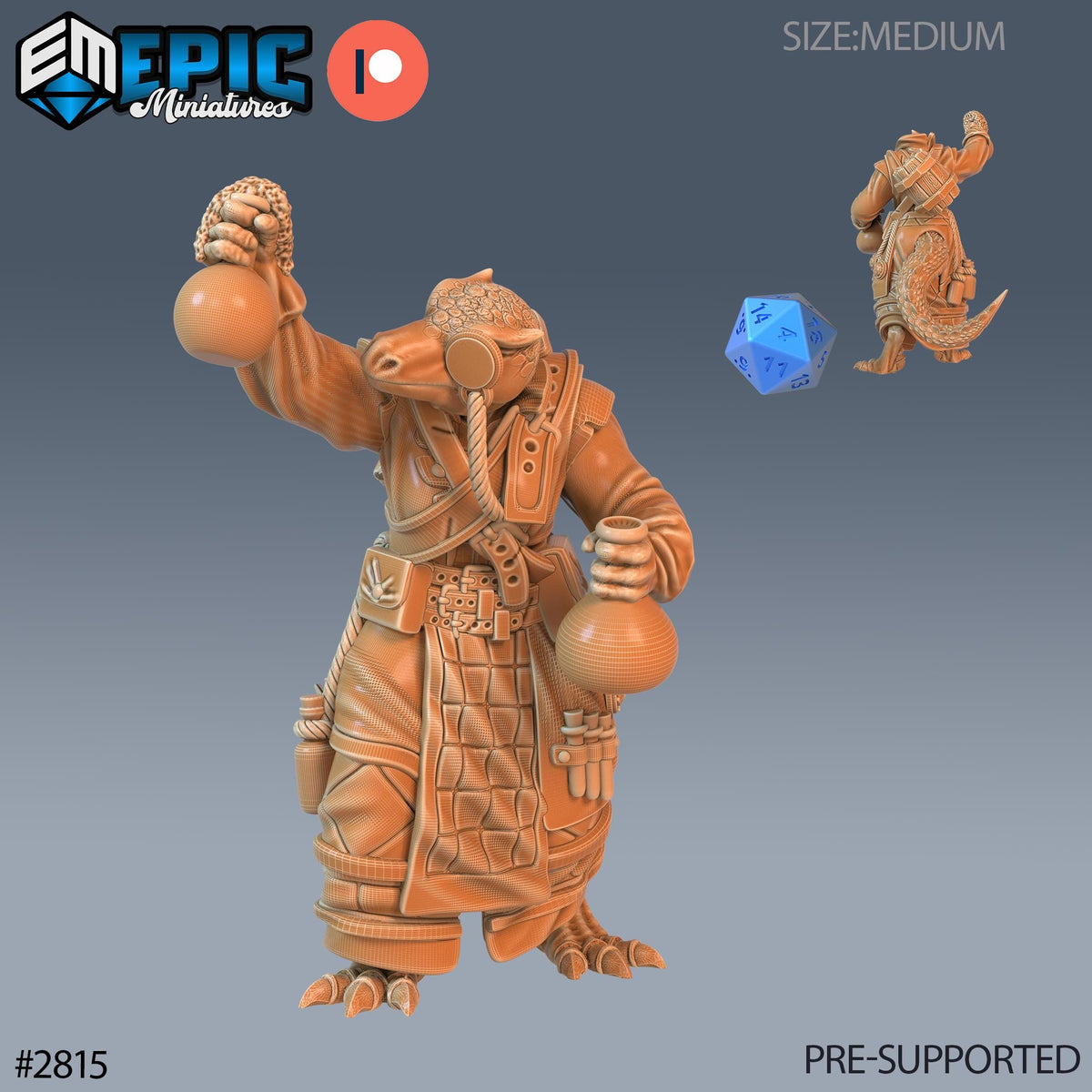 Lizardman Tribe 2 Option #2815 front DND miniature Reptiles of War 16k resin