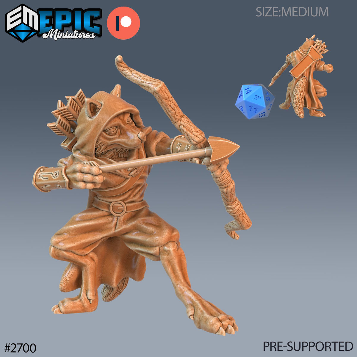 Fox Folk Tribe Option #2700 front DND miniature Wild Winter Holidays 16k resin