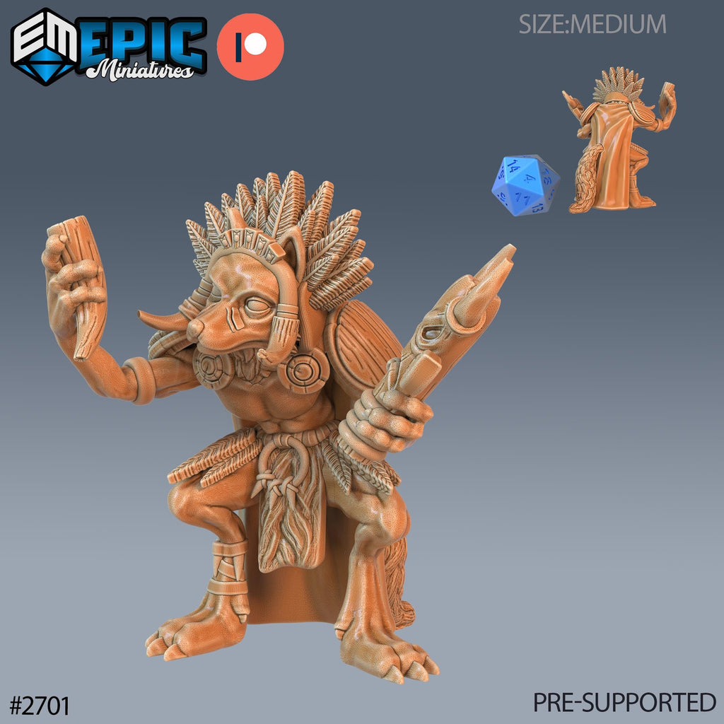 Fox Folk Tribe Option #2701 front DND miniature Wild Winter Holidays 16k resin