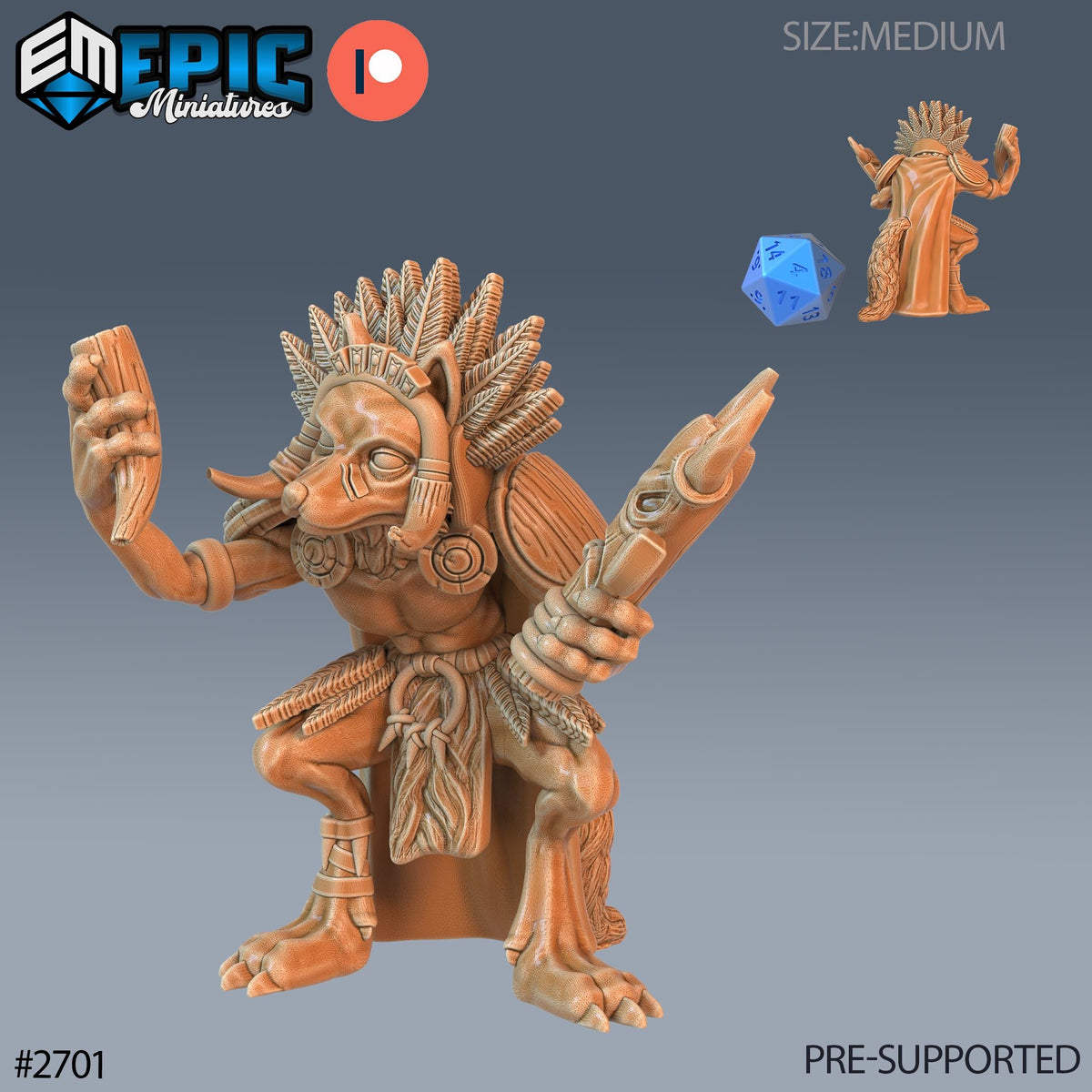 Fox Folk Tribe Option #2701 front DND miniature Wild Winter Holidays 16k resin