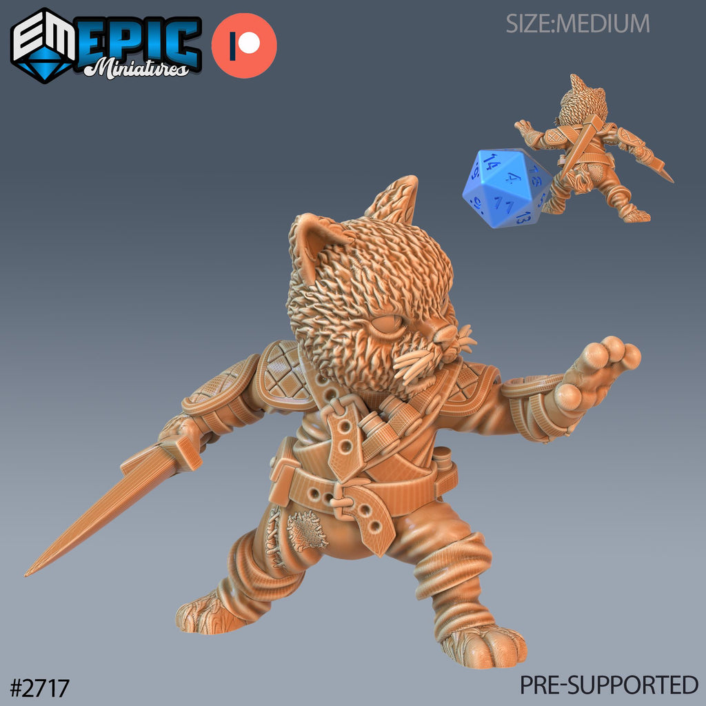 Cat Folk Tribe Option #2717 front DND miniature Wild Winter Holidays 16k resin