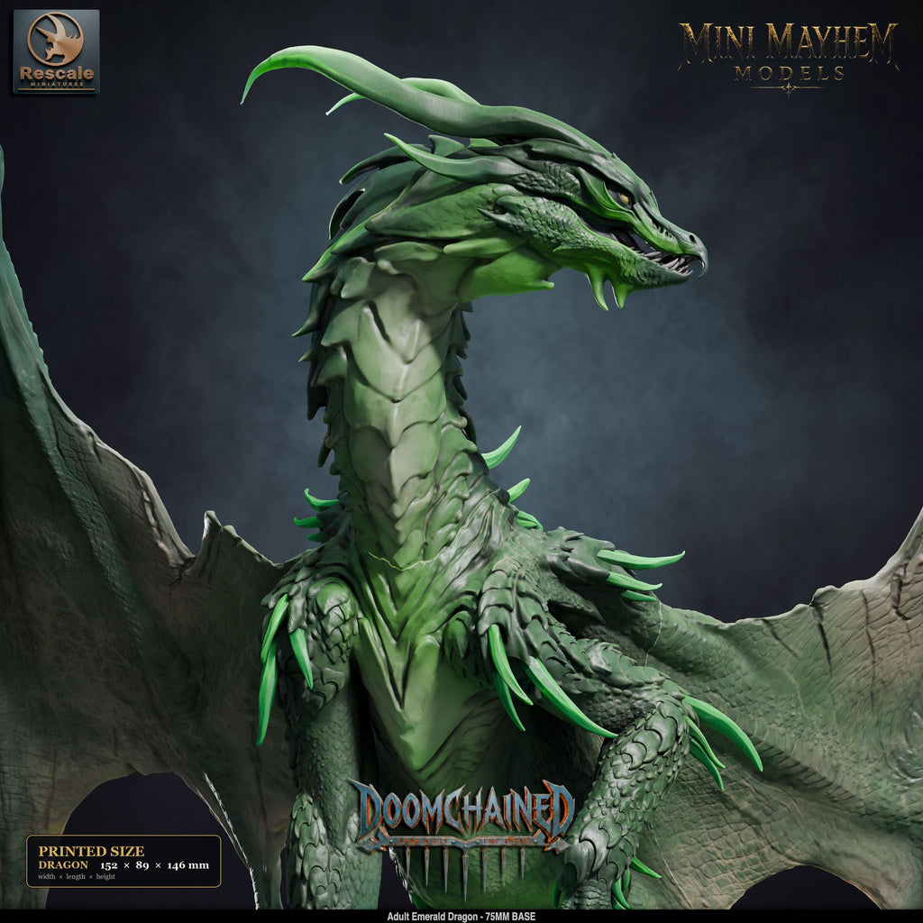 Adult Emerald Dragon DND miniature Doomchained Rescale Miniatures
