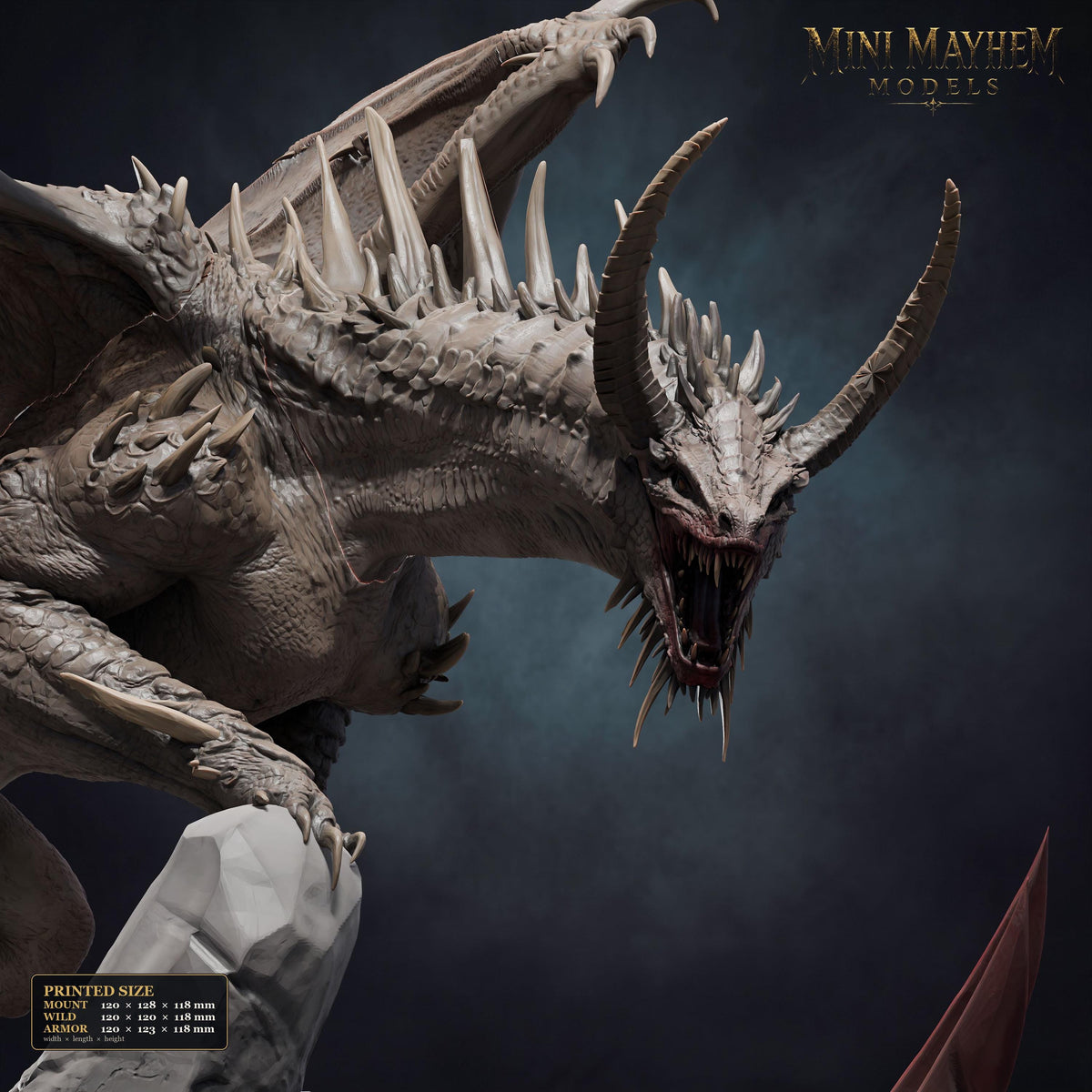 Adult Fang Dragon | Option: Wild | front | DND miniature Doomchained Rescale Miniatures