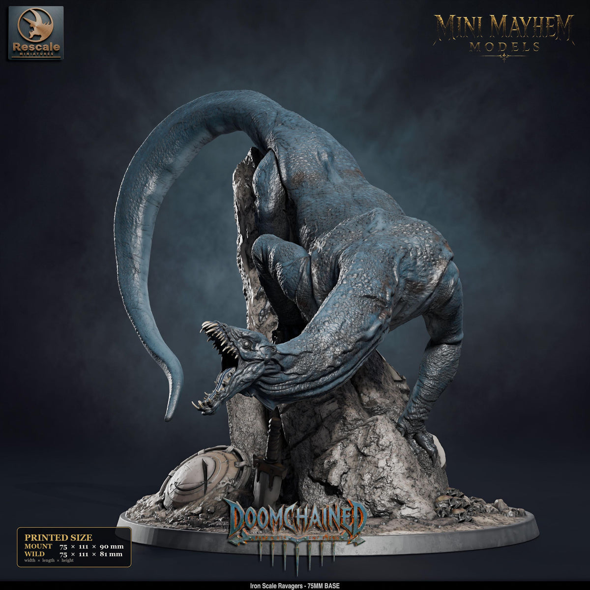 Iron Scale Ravager A | Option: Wild | front | DND miniature Doomchained Rescale Miniatures