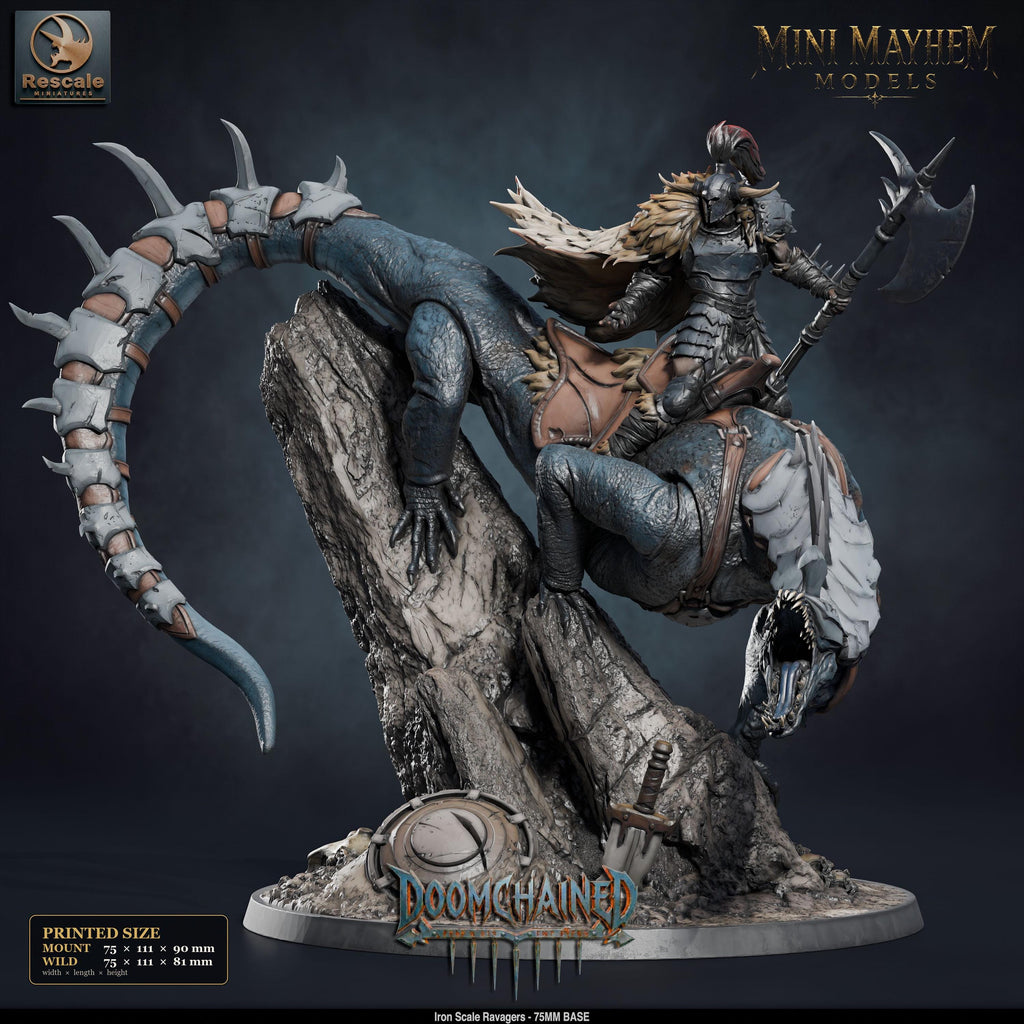 Iron Scale Ravager A | Option: Mount | back | DND miniature Doomchained Rescale Miniatures