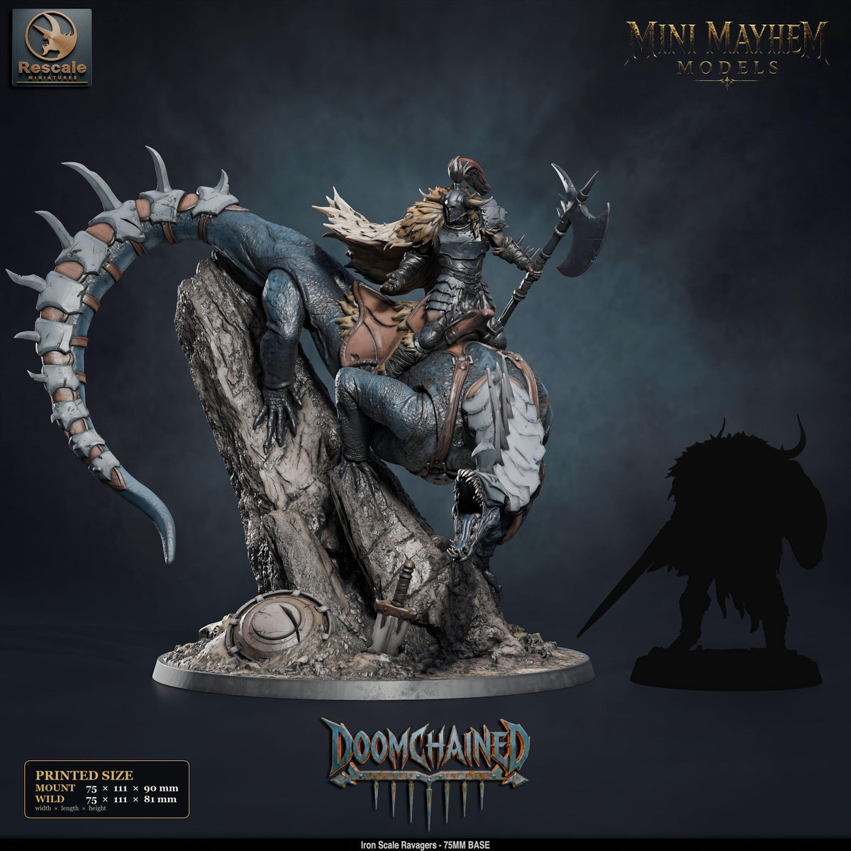 Iron Scale Ravager A | Option: Wild | back | DND miniature Doomchained Rescale Miniatures
