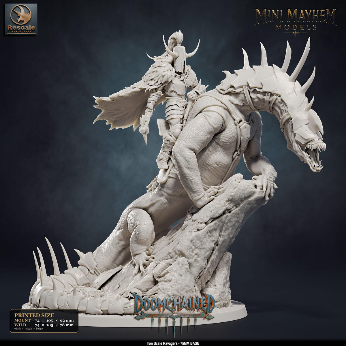 Iron Scale Ravager B | Option: Wild | front | DND miniature Doomchained Rescale Miniatures
