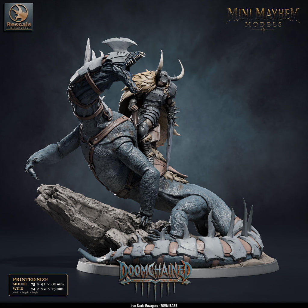 Iron Scale Ravager C | Option: Mount | front | DND miniature Doomchained Rescale Miniatures