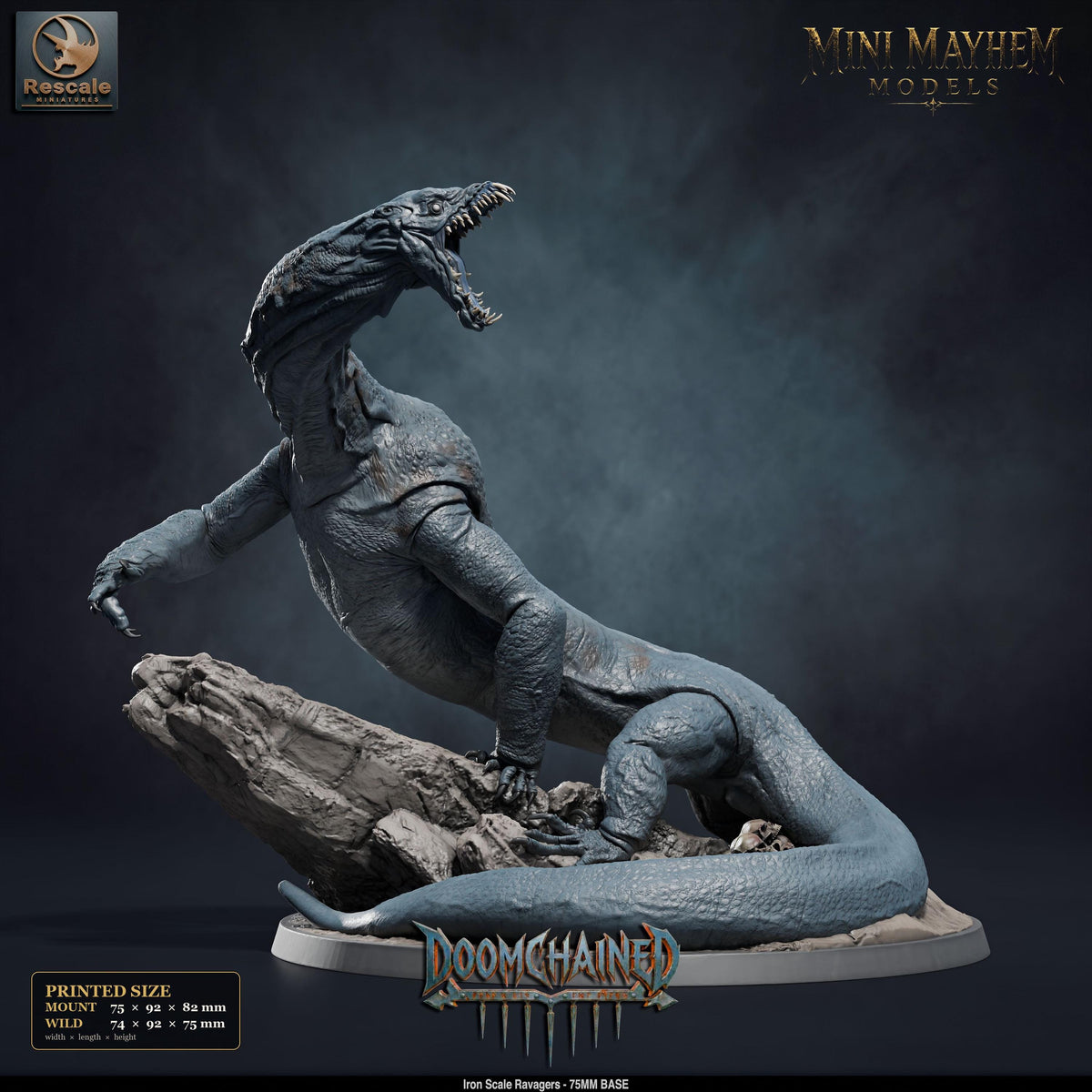 Iron Scale Ravager C | Option: Wild | front | DND miniature Doomchained Rescale Miniatures