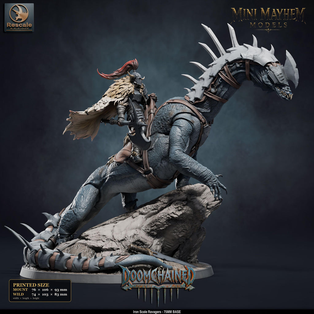 Iron Scale Ravager D | Option: Mount | front | DND miniature Doomchained Rescale Miniatures