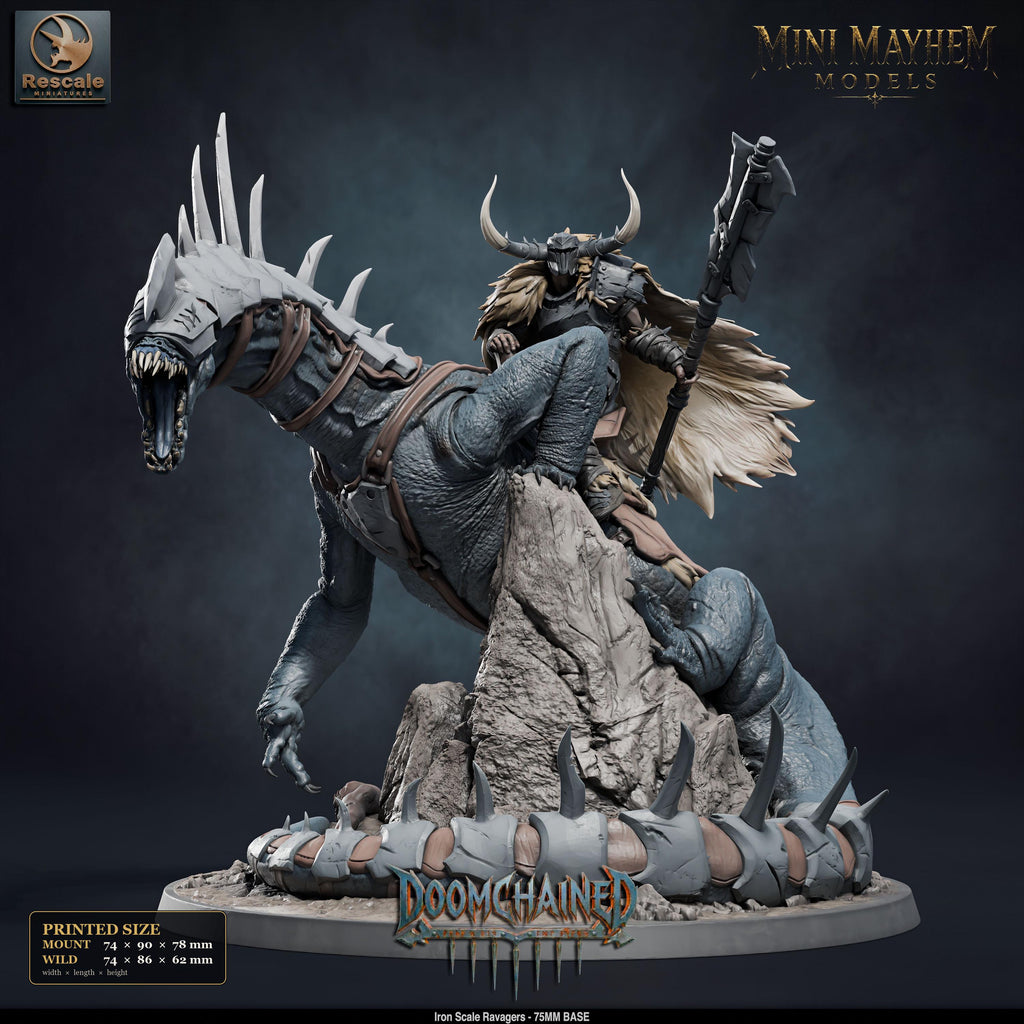 Iron Scale Ravager E | Option: Mount | front | DND miniature Doomchained Rescale Miniatures