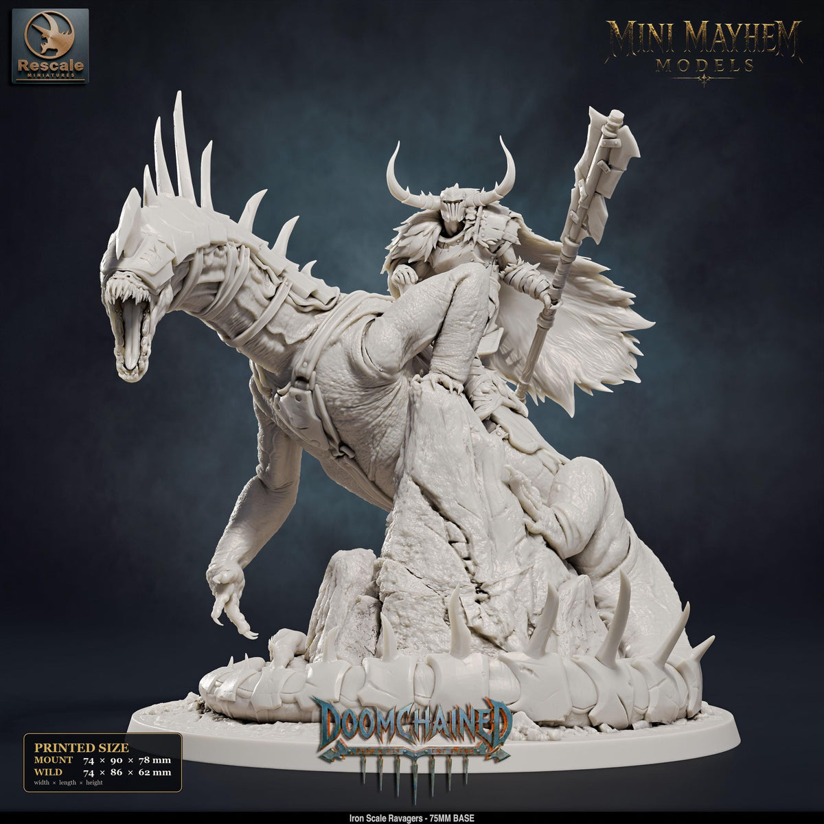 Iron Scale Ravager E | Option: Wild | front | DND miniature Doomchained Rescale Miniatures
