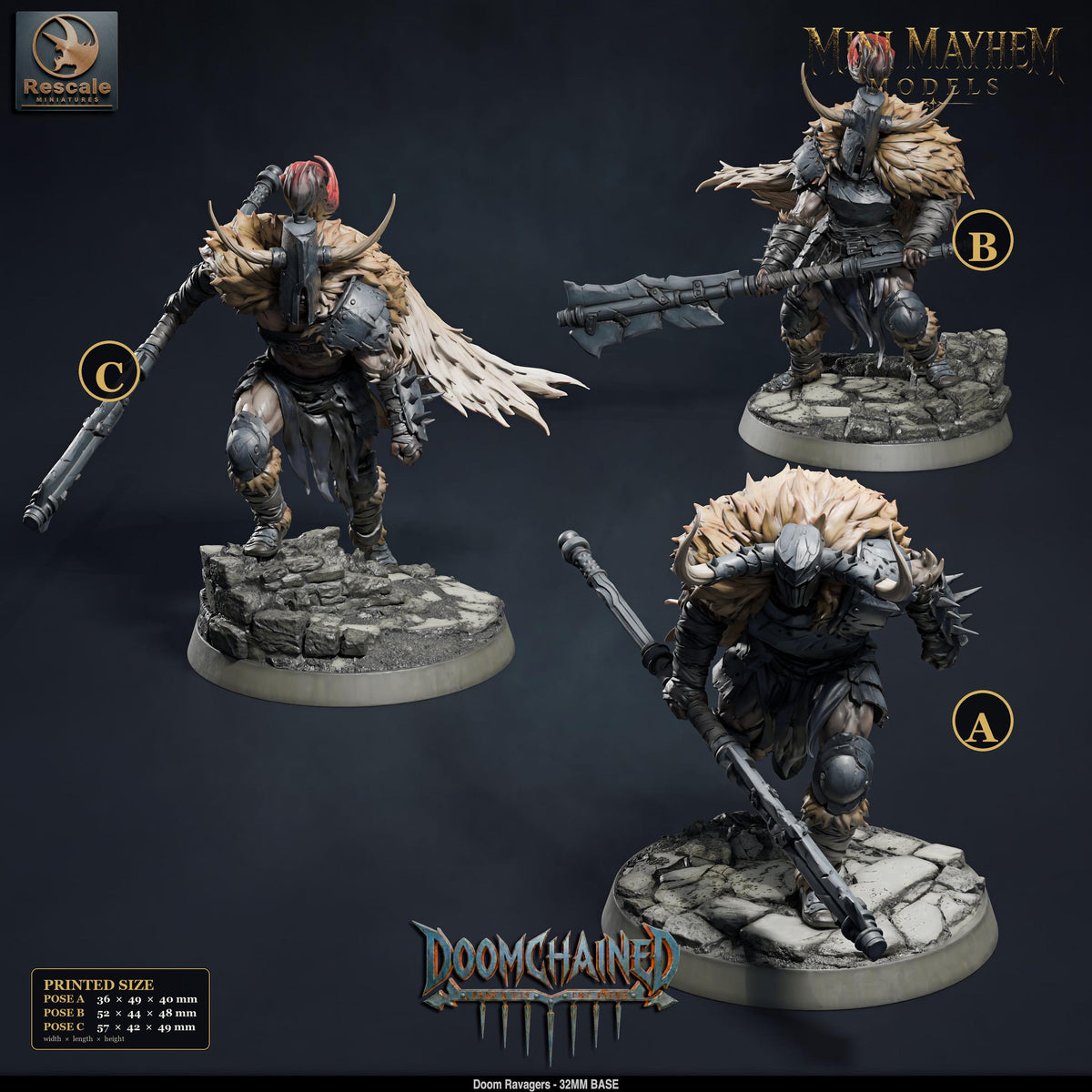 Doom Ravager Halberd | group photo | DND miniatures Doomchained Rescale Miniatures