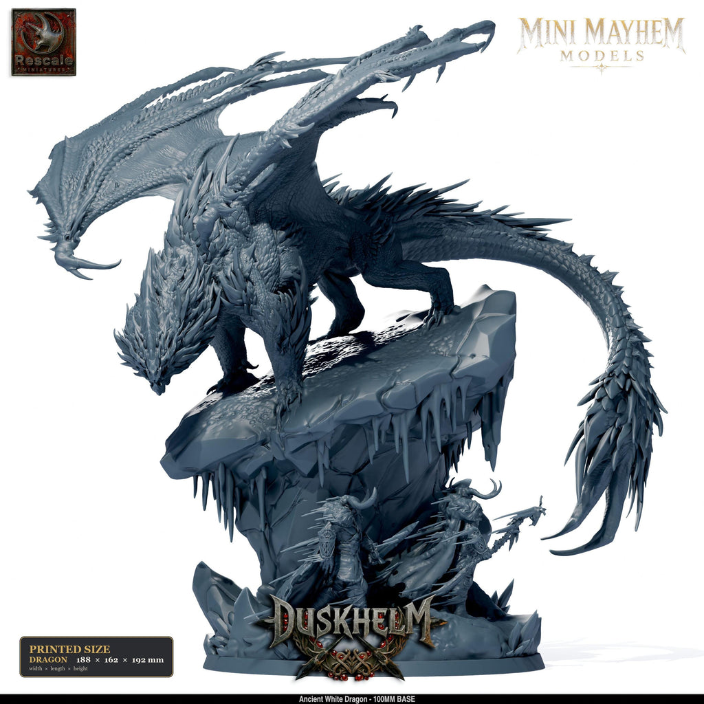 Ancient White Dragon Elder DND miniature Duskhelm Rescale Miniatures