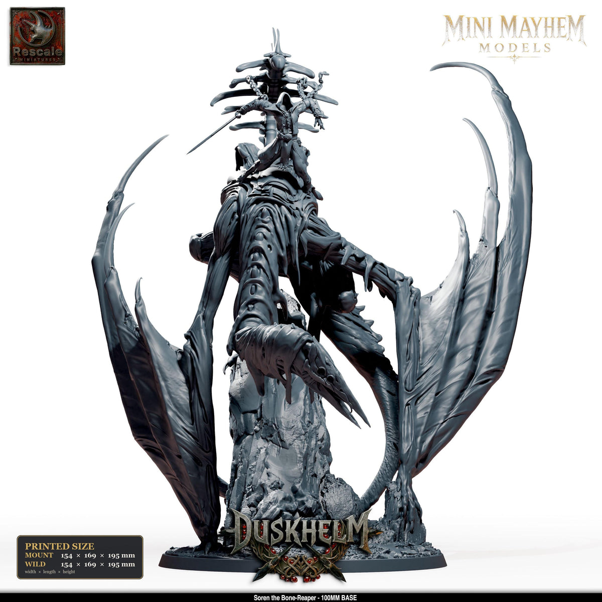 Soren the Bone Reaper Nightwing Mourner | Option: Wild | front | DND miniature Duskhelm Rescale Miniatures