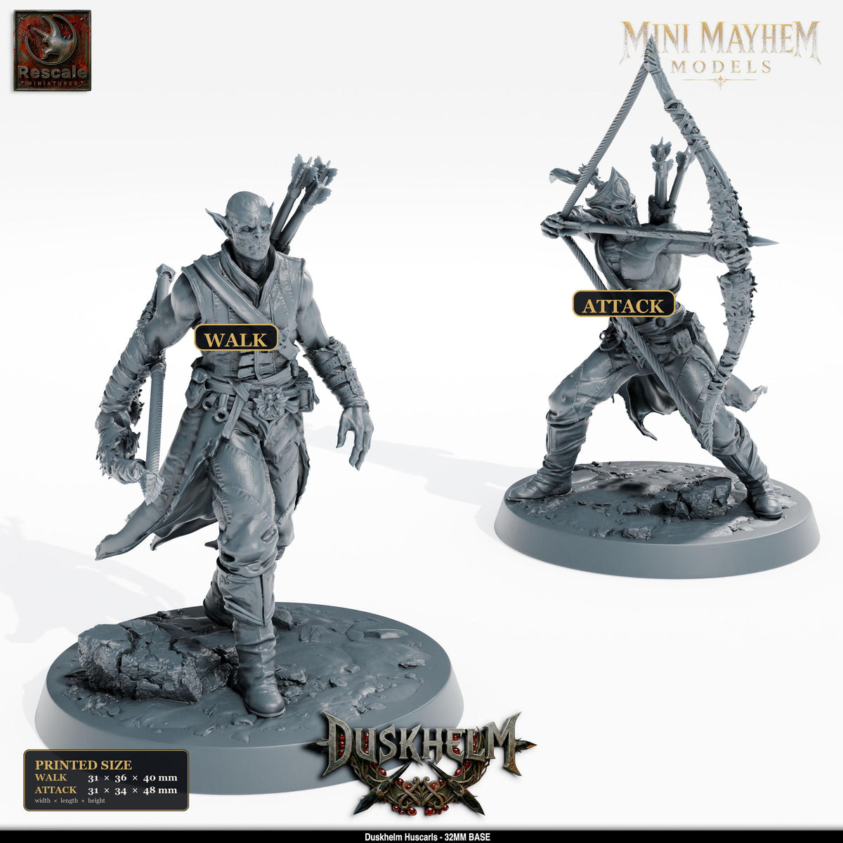 Huscarl Archer Vampire | Option: Attack | front | DND miniature Duskhelm Rescale Miniatures
