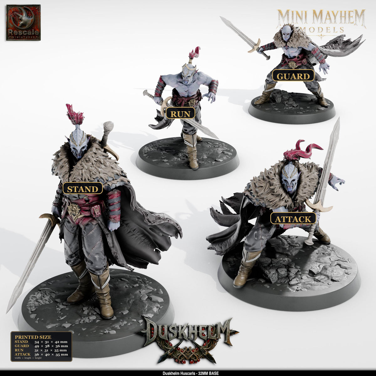 Huscarl Sword Vampire | group photo | DND miniatures Duskhelm Rescale Miniatures