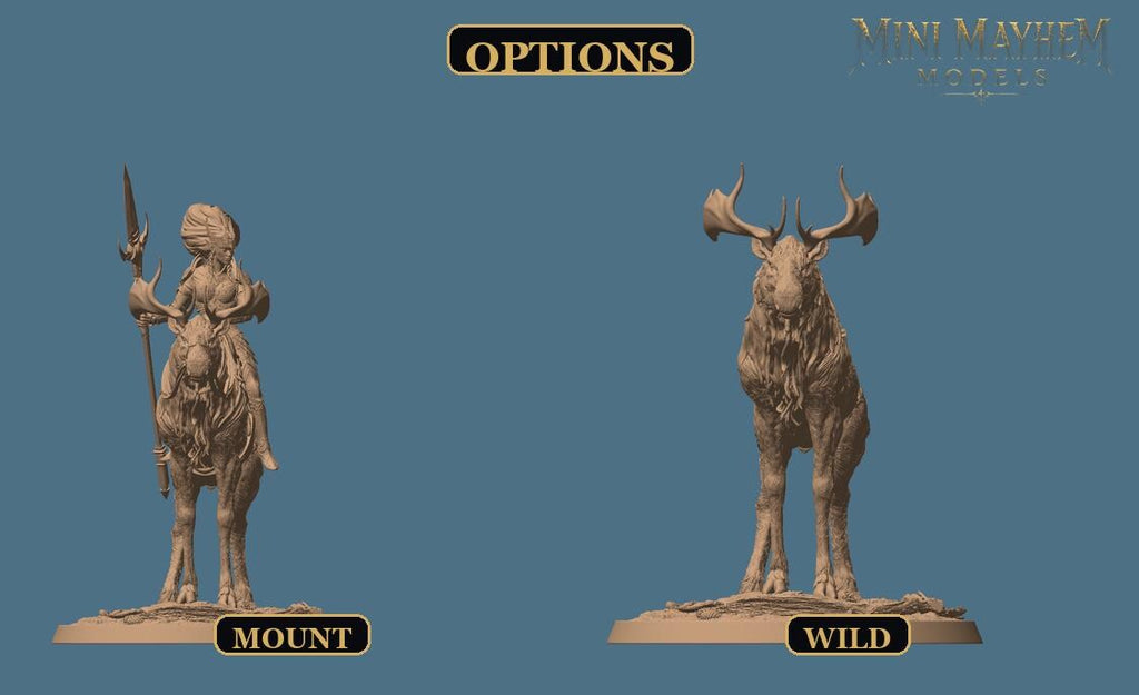Aurora Elk-Knight Idle | Option: Mount | back | DND miniature  Rescale Miniatures