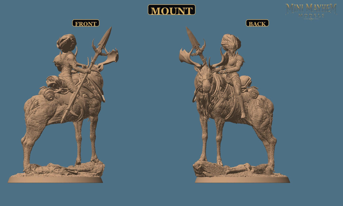 Aurora Elk-Knight Stand | Option: Wild | front | DND miniature  Rescale Miniatures