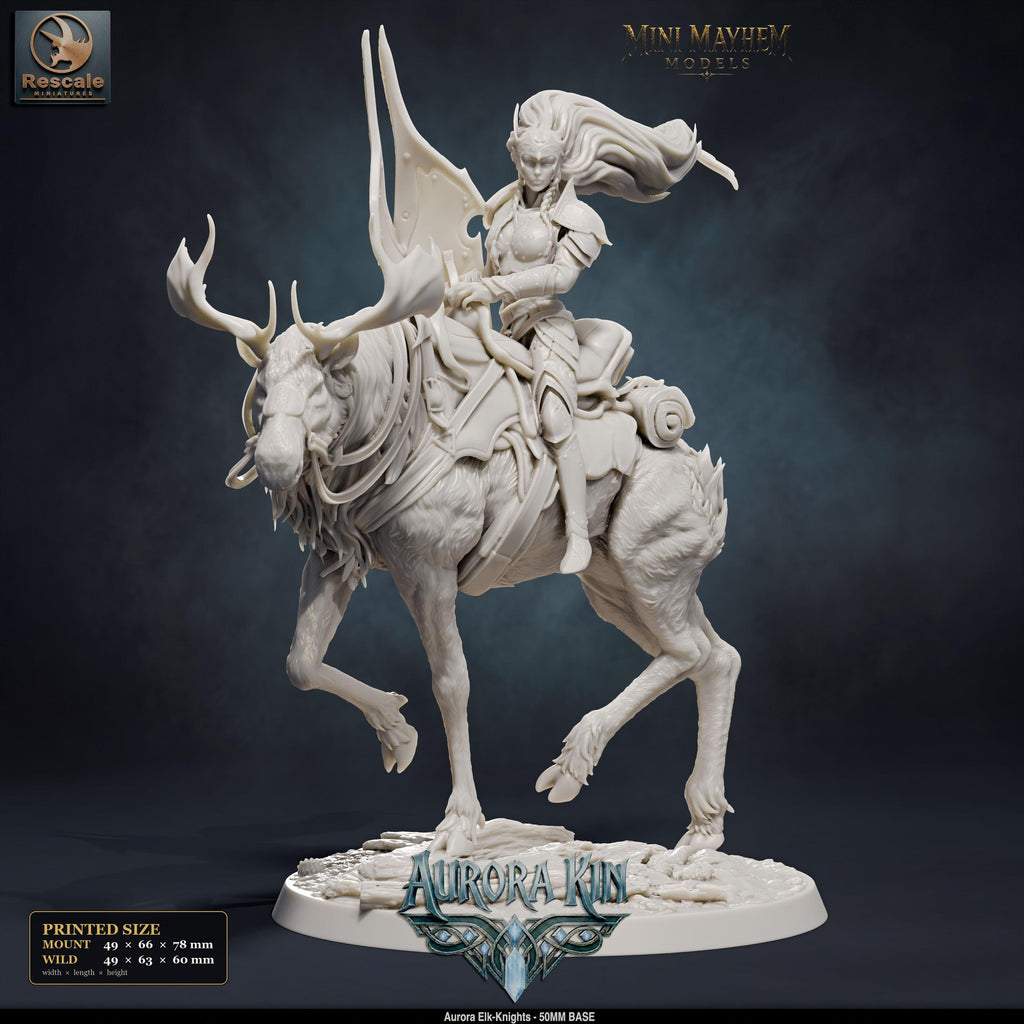 Aurora Elk-Knight Trot | Option: Mount | front | DND miniature  Rescale Miniatures