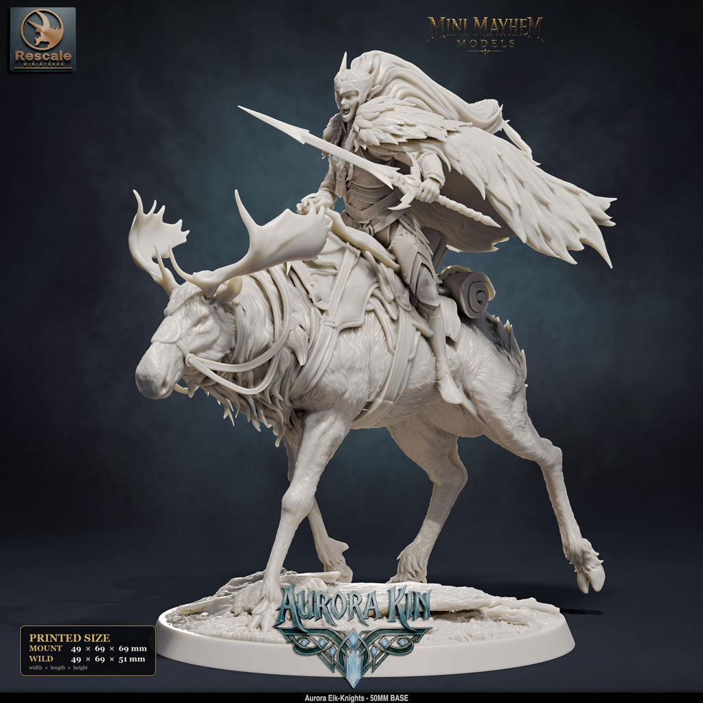Aurora Elk-Knight Walk | Option: Mount | front | DND miniature  Rescale Miniatures