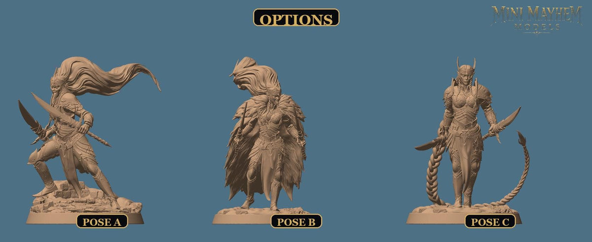Aurora Sentinel Dual Blades | Option: Pose B | front | DND miniature  Rescale Miniatures