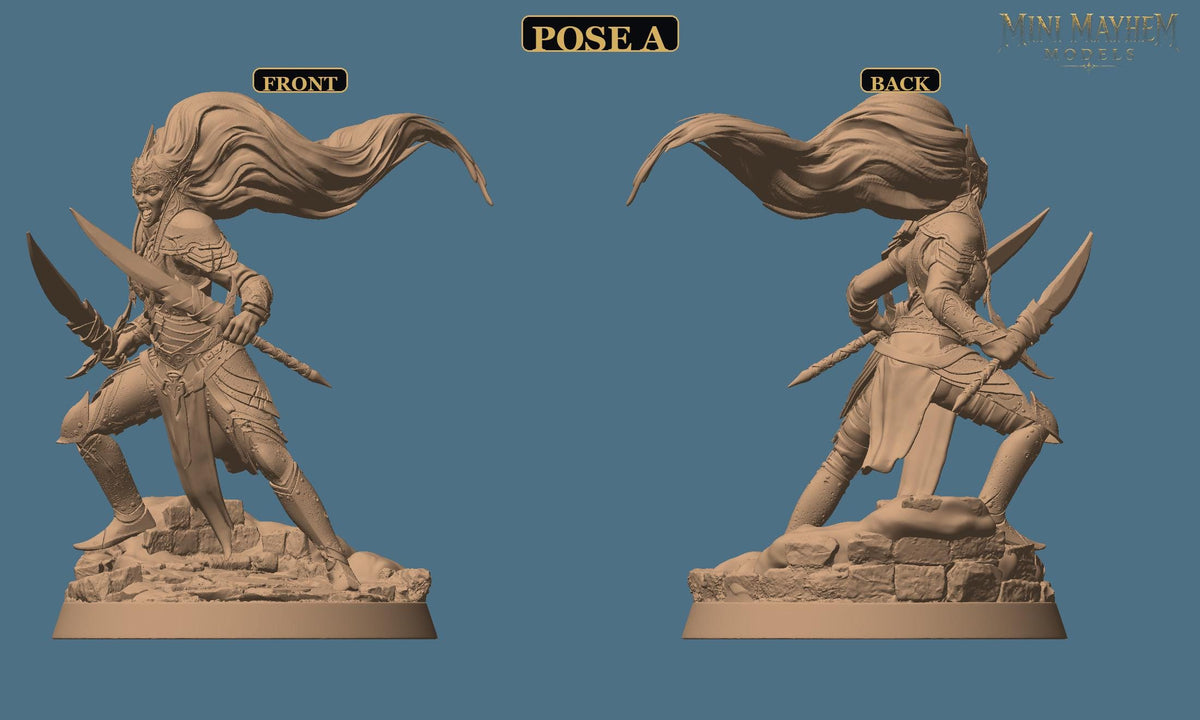Aurora Sentinel Dual Blades | Option: Pose C | front | DND miniature  Rescale Miniatures