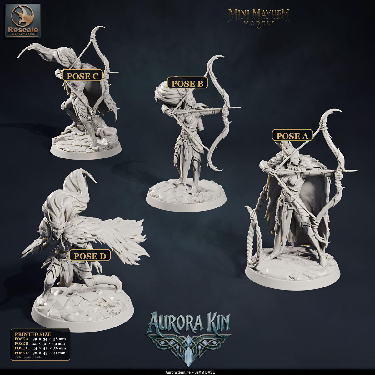 Aurora Sentinel Archer | Option: Pose A | front | DND miniature  Rescale Miniatures
